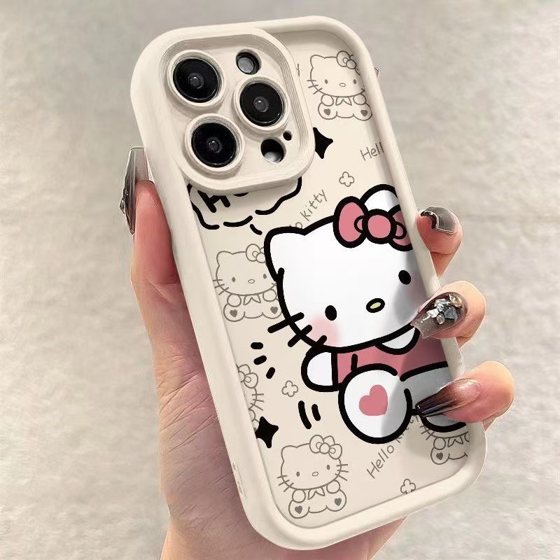 愛らしいKT猫のデザインが施された、Apple 15 Pro Max、iPhone 16 Pro、漫画風14 Pro、キュートな17向けの海外向けスマホケース|undefined