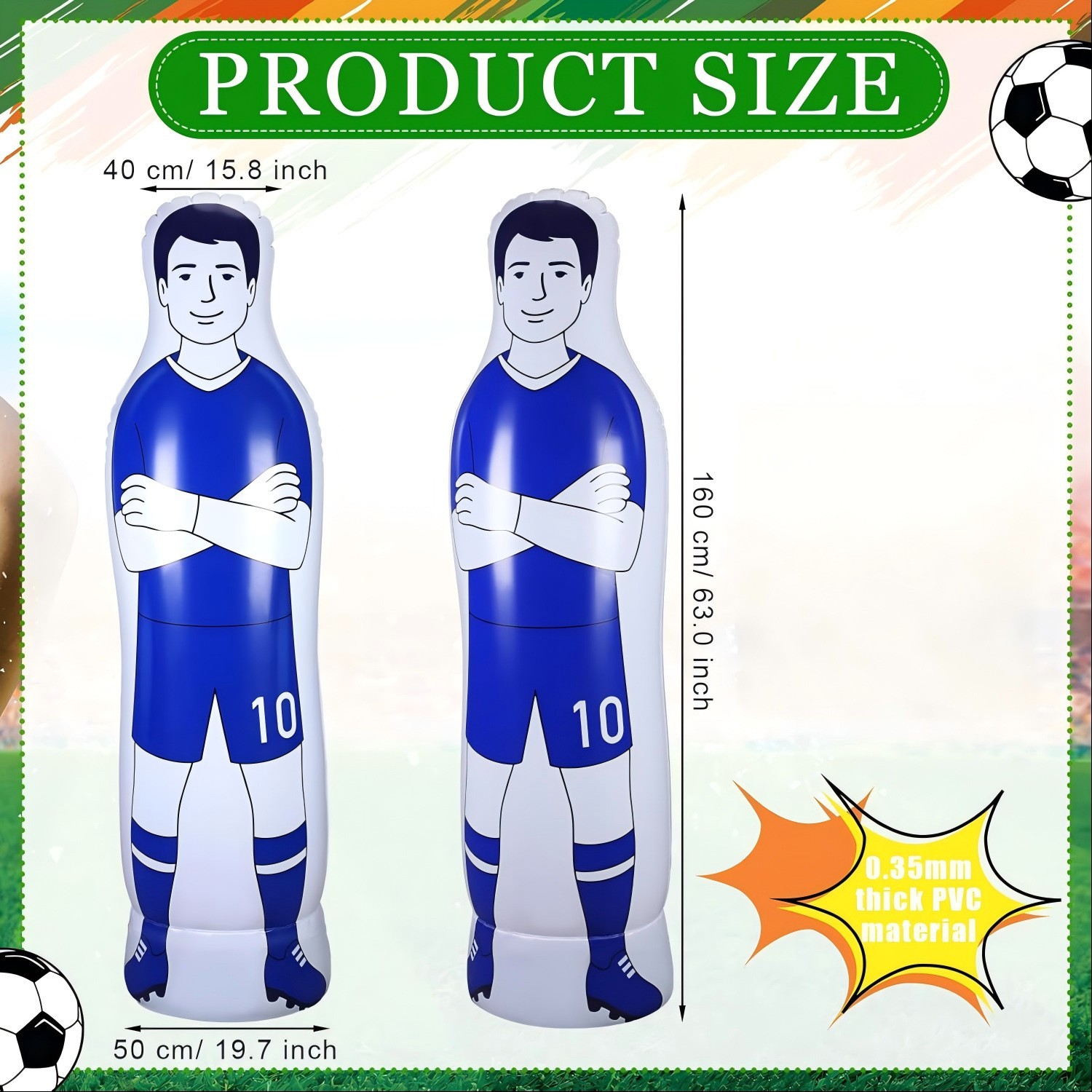 Factory direct stock of inflatable children's football/ball wall/boxing posts for training and field use.