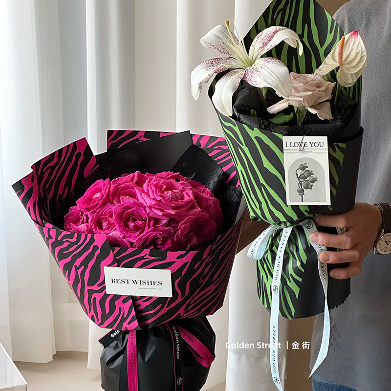 Huaxi Yuyin serie zebra flor de papel de embalaje comercio exterior transfronterizo al por mayor florista de material de ramo de flores