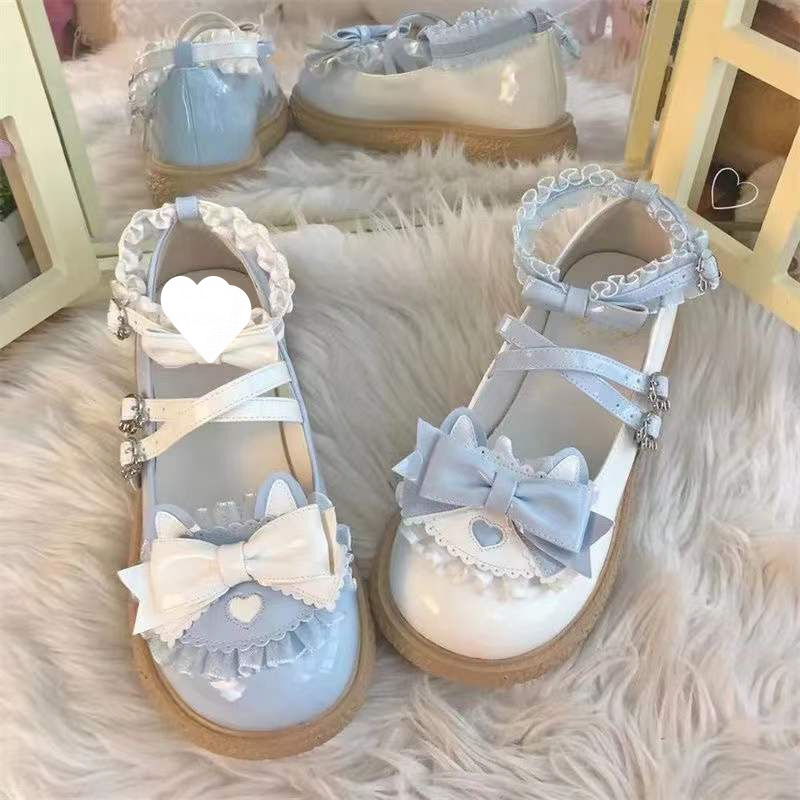 Japanese-Style Lolita Shoes with Round Toe, Shallow Mouth, and Flat Sole for Women