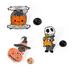 Cartoon Bestselling Halloween Series Punk Series Christmas Horror Cute Pumpkin Head Enamel Pin Metal Badge