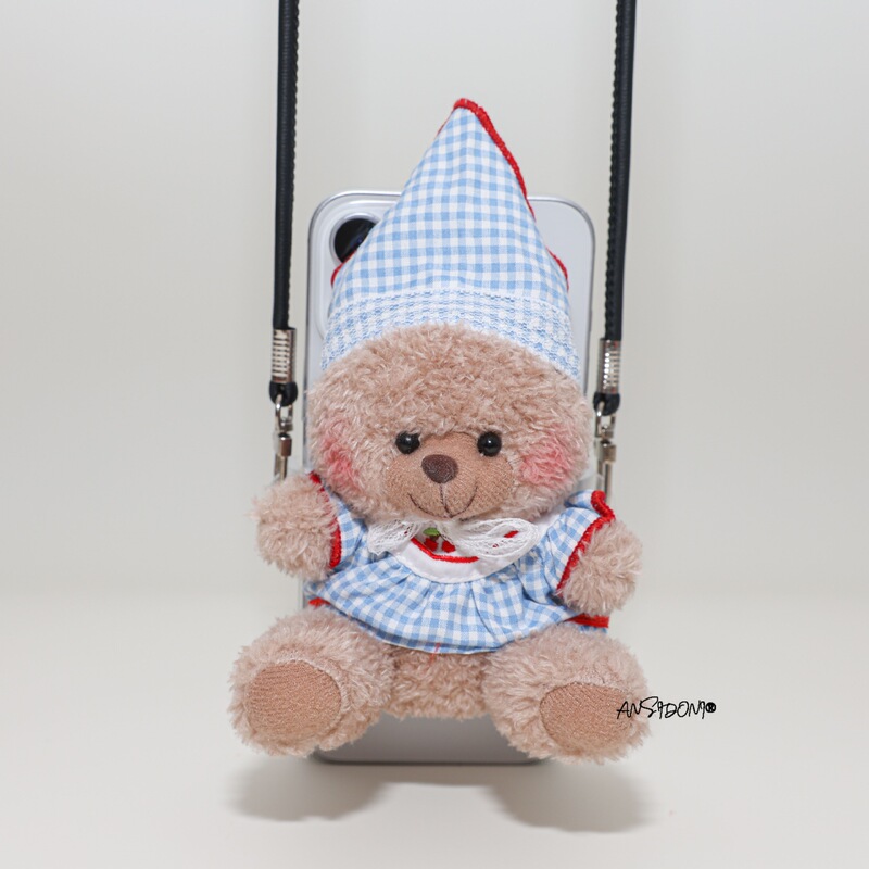 Girlfriend Gift Mobile Phone Universal Mobile Plush Teddy Bear Back Clip Lanyard Cartoon Doll Decorative Mobile Phone Case Crossbody