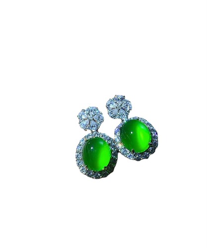 Ice chrysoprase grand pigeon egg 925 silver earrings fashionable agate women's jade earrings earrings wholesale