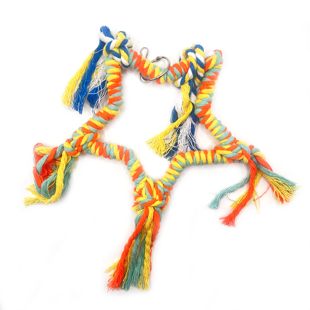 Cuerda de algodón en forma de estrella de cinco puntas columpio colorido juguete para pájaros loro percha trepando la boca soporte de la estación accesorios de decoración de jaulas para pájaros