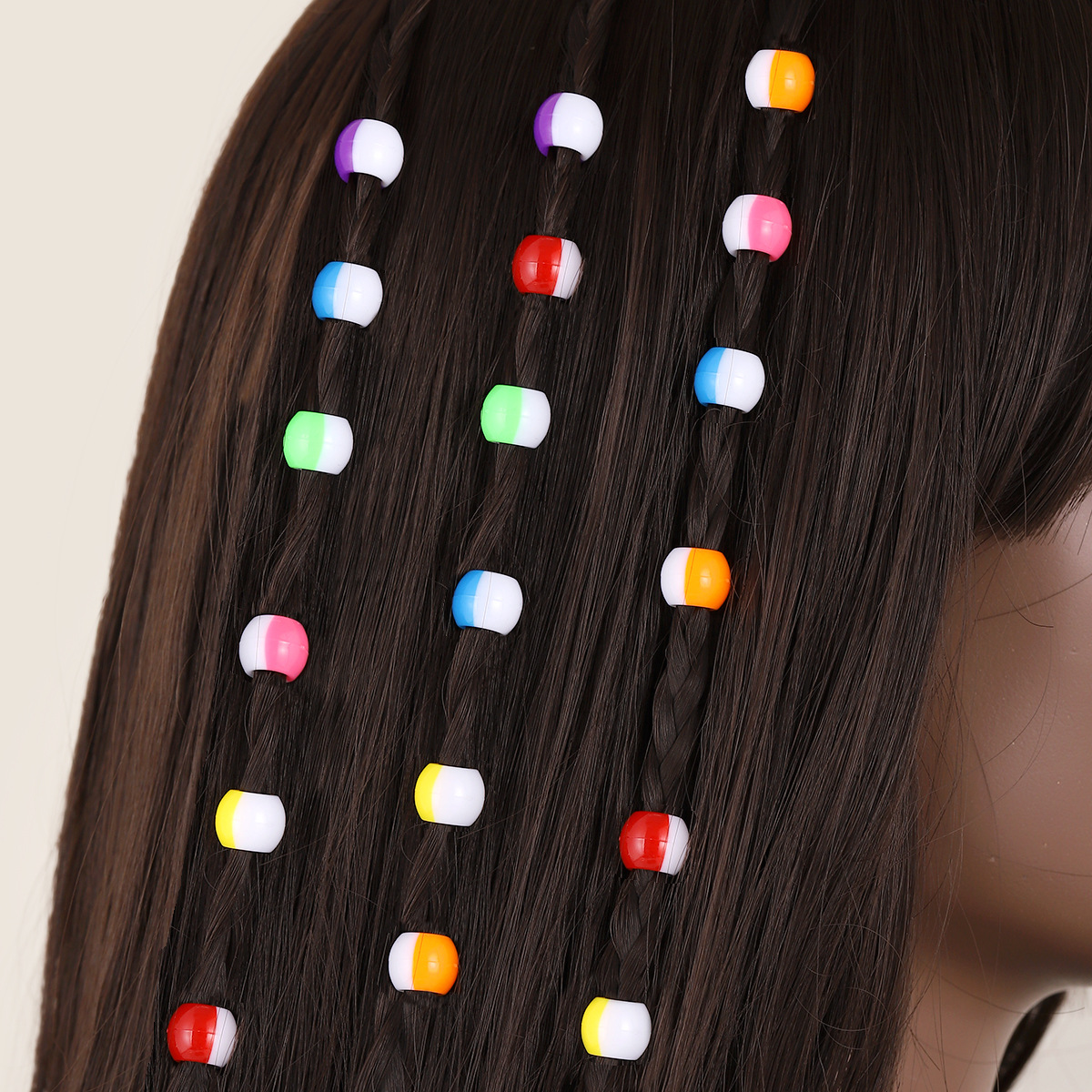Accesorios trenzados para el cabello trenza sucia acrílico agujero grande cuentas de plástico de color cuentas redondas 1,2 cm cuentas sueltas joyas de DIY accesorios para el cabello