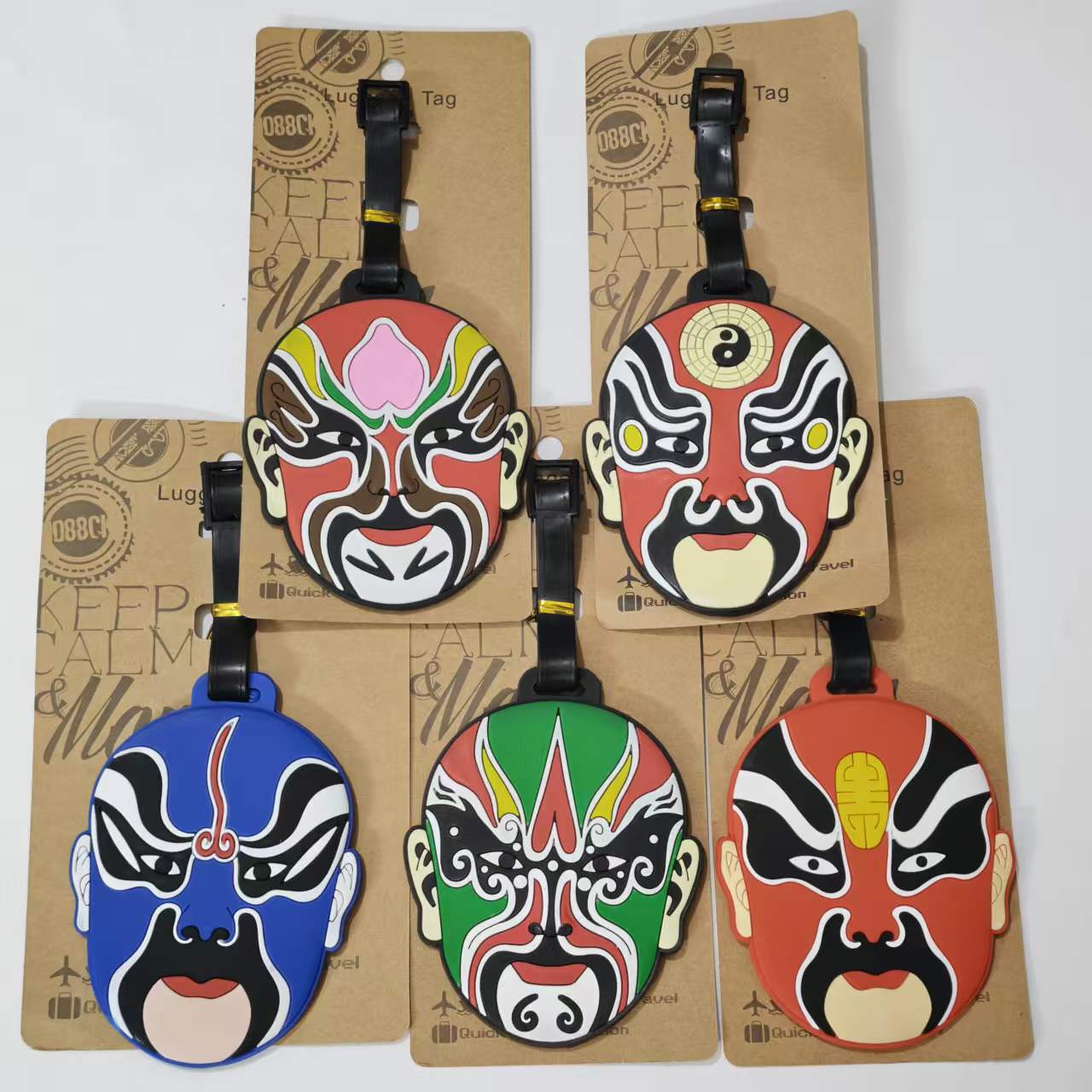 Creative Peking Opera mask-shaped luggage tag, travel bag identification tag, backpack name tag pendant