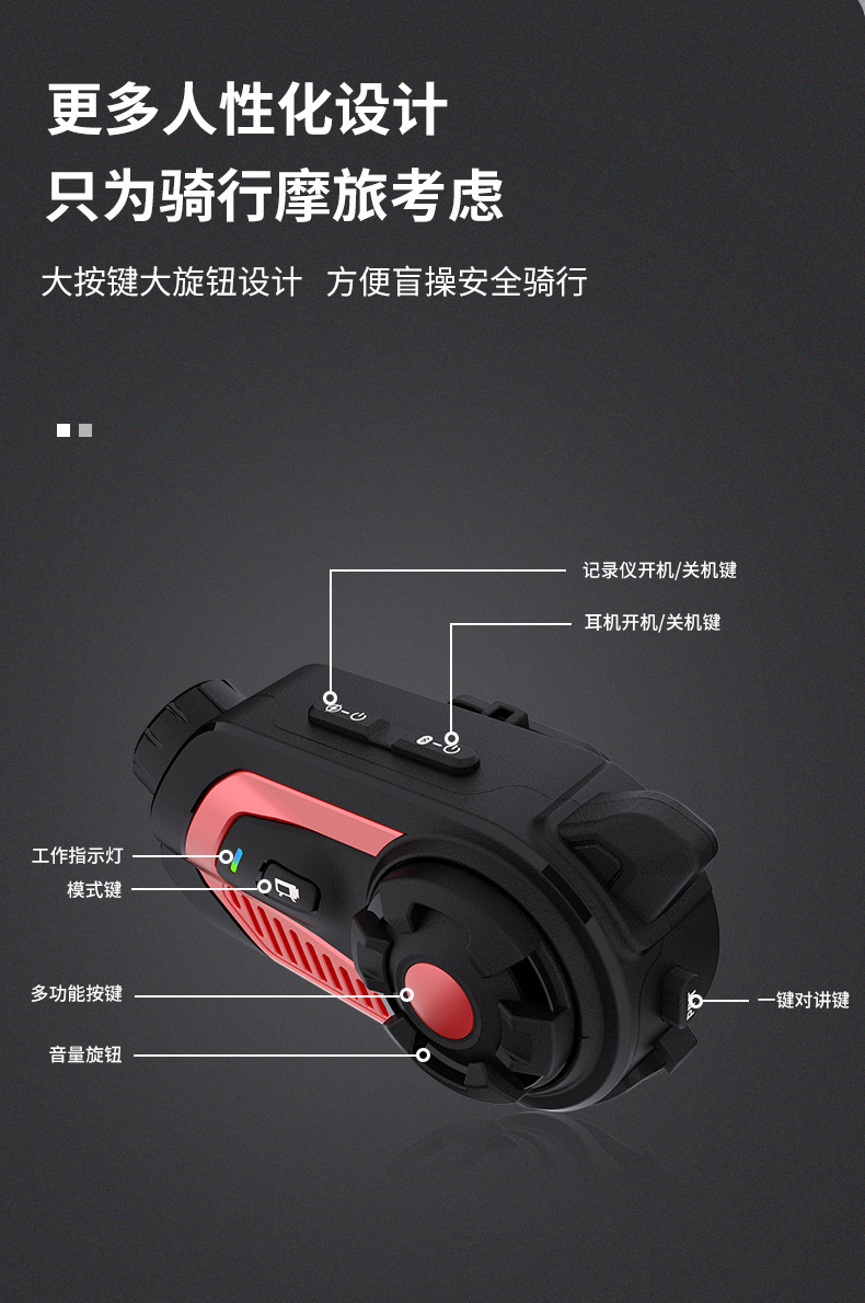 Motorcycle electric car recorder helmet Bluetooth headset video integrated machine voice intercom riding sports camera