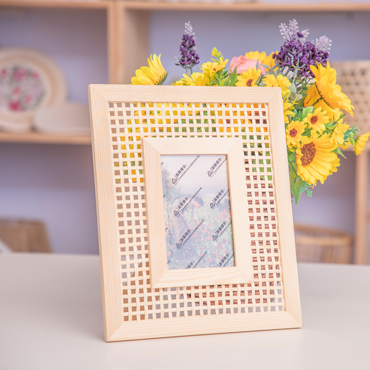 Marco de madera maciza japonés transfronterizo 5 pulgadas 6 pulgadas 7 pulgadas 8 pulgadas rectangular tela de caña cuelga de pared decoración cuelga de pared cuelga de pared cuelga de pared cuelga de pared cuelga de marco