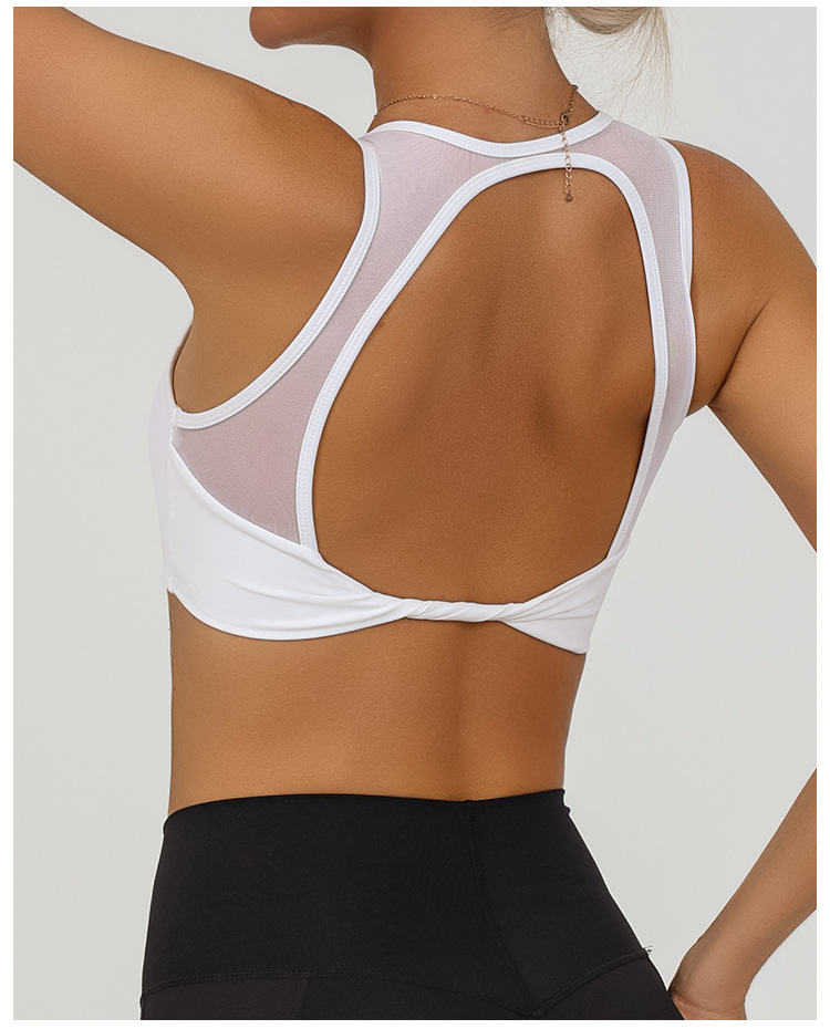 Deportes de acondicionamiento chaleco de mujer con cojín de pecho elástico transpirable red de acondicionamiento chaleco de acondicionamiento transfronterizo blusa de secado rápido bra