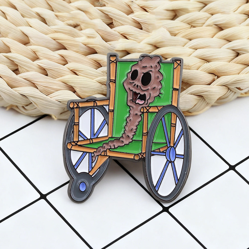 Chocolate Grandma Brooch Classic Anime Character Peripheral Enamel Badge Old Woman in a Wheelchair Accessory Series