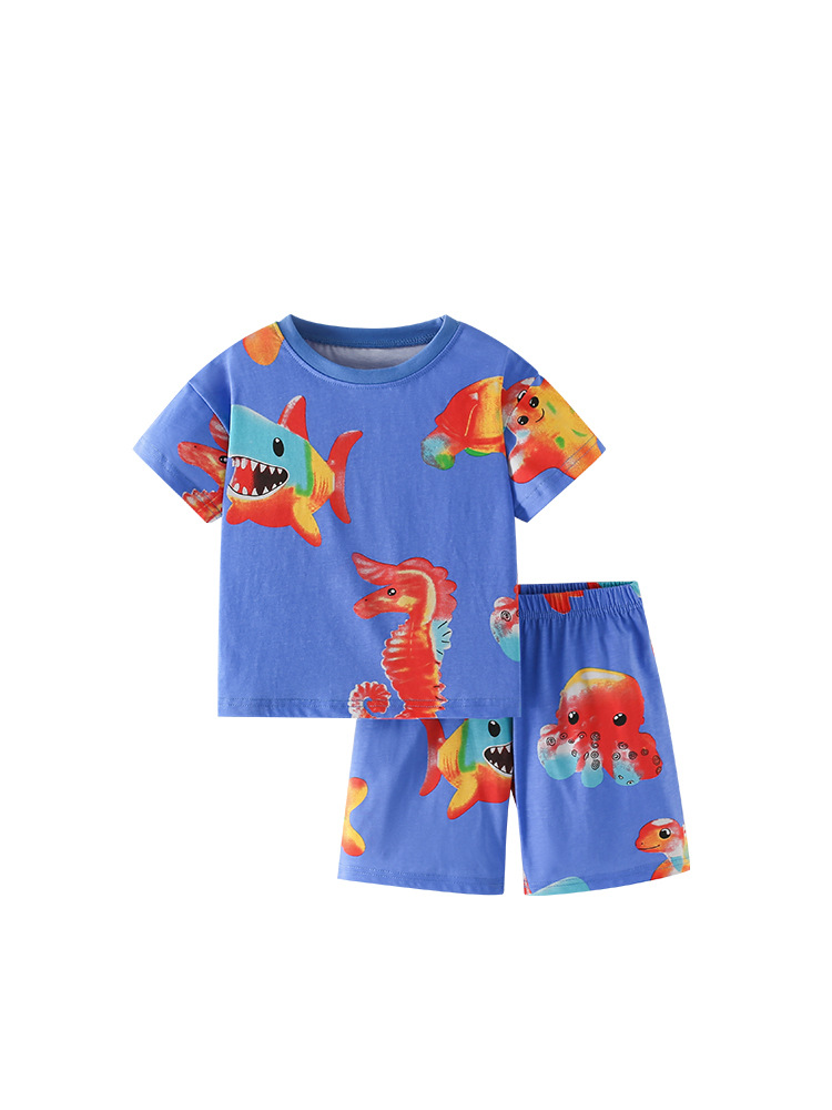 Malwee Niño dos piezas de verano nuevo estilo europeo y americano niño de cuello redondo mangas cortas guapo niño pequeño traje casual