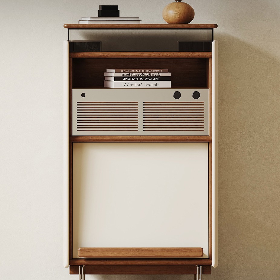 Armario de madera maciza de estilo medio, madera de cerezo, pequeño apartamento, sala de estar, armario de registro de almacenamiento, armario lateral de sofá Bauhaus retro
