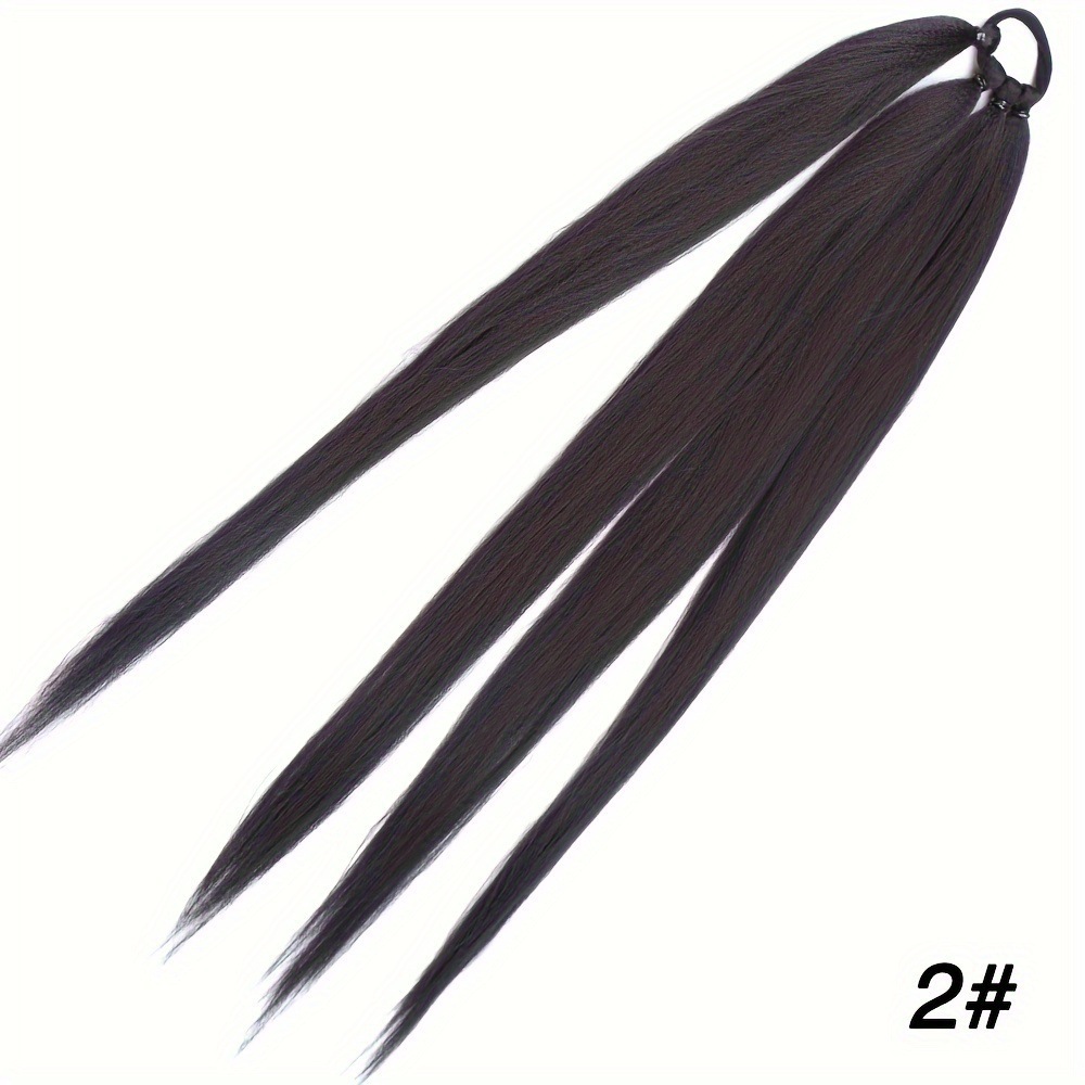26 pulgadas trenza larga cola de caballo con banda de goma de alta temperatura suave pieza de cabello mujer uso diario peluca sintética trenza