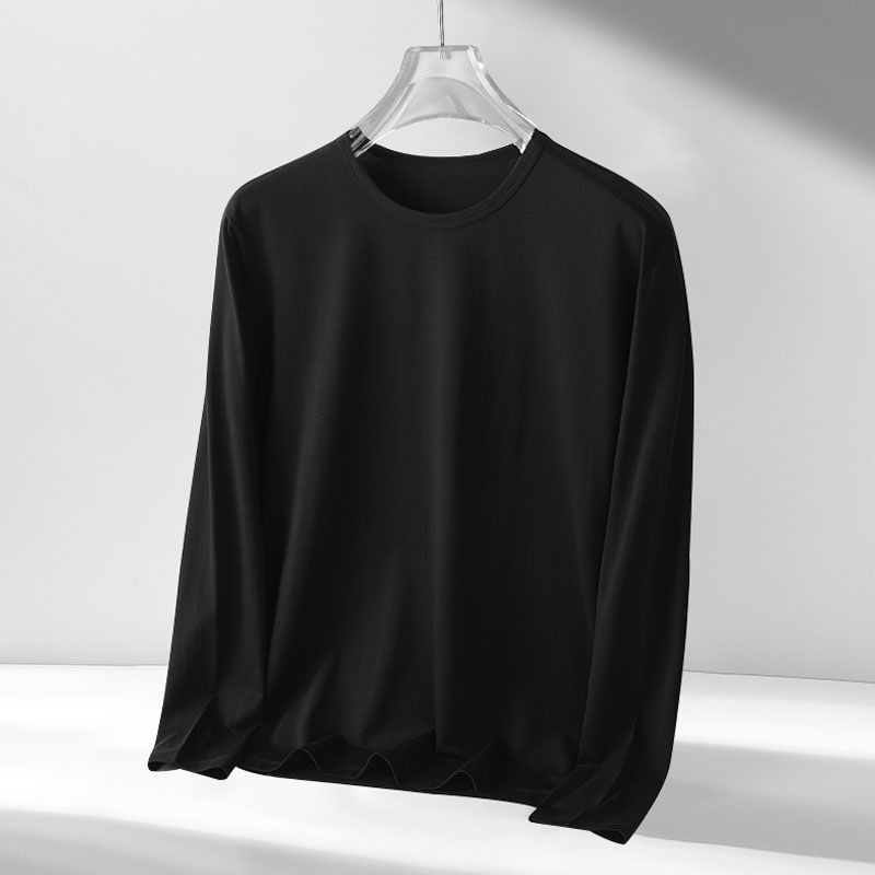 Camiseta de manga larga de color sólido para hombres primavera y otoño casual delgada camiseta de base de cuello redondo para estudiantes adolescentes en ropa T chicas