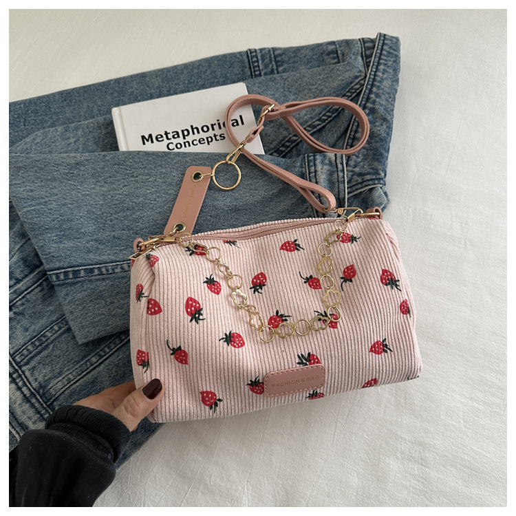 112g Weight Polyester Lining Material Zipper Closure Type Single Shoulder Strap Strap Type Pillow Shape Bag Bags Type Casual, Shopping Occasion Special Material Strawberry Pattern All Seasons Season Women's Gender Basic, Classic Style Style Cylindrical Shape Medium Size Women's Medium Special Strawberry Basic Classic Style Cylindrical Zipper Pillow Shape Bag 20