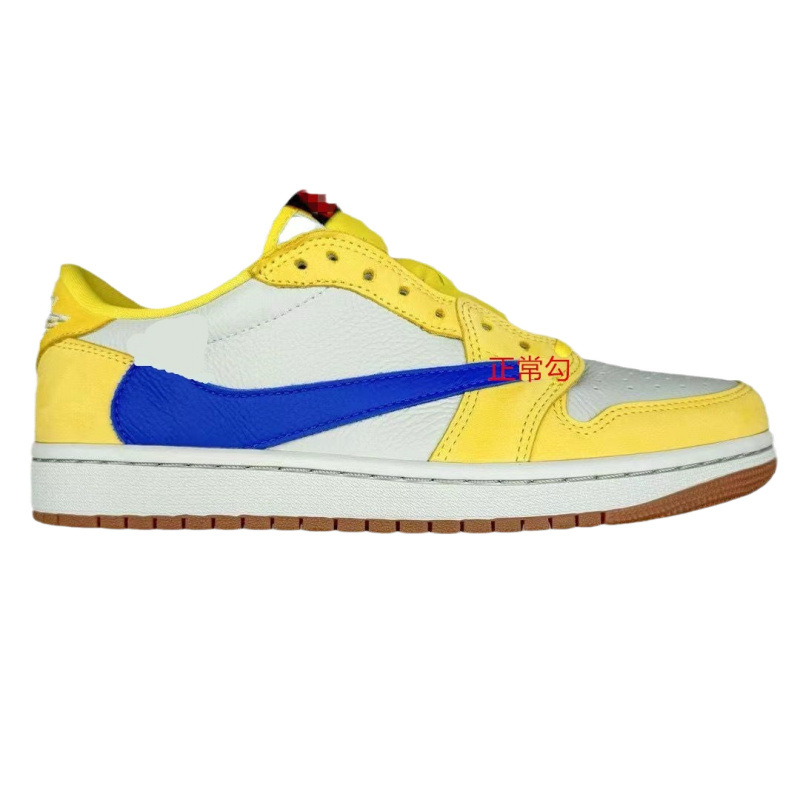 KAMATA 신발 순수 오리지널 첫 번째 레이어 AJ1LOW PUTIAN BARB 노란색 파란색 남성과 여성 JOE 1 하이 및 로우 뱅 2.0 번개 캐주얼 신발