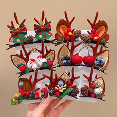 クリスマスのヘアピンの少女の髪飾り鹿の角のヘアピンの秋冬のかわいい髪のカチューシャの女の子のクリップのクリスマスの祝日の装飾