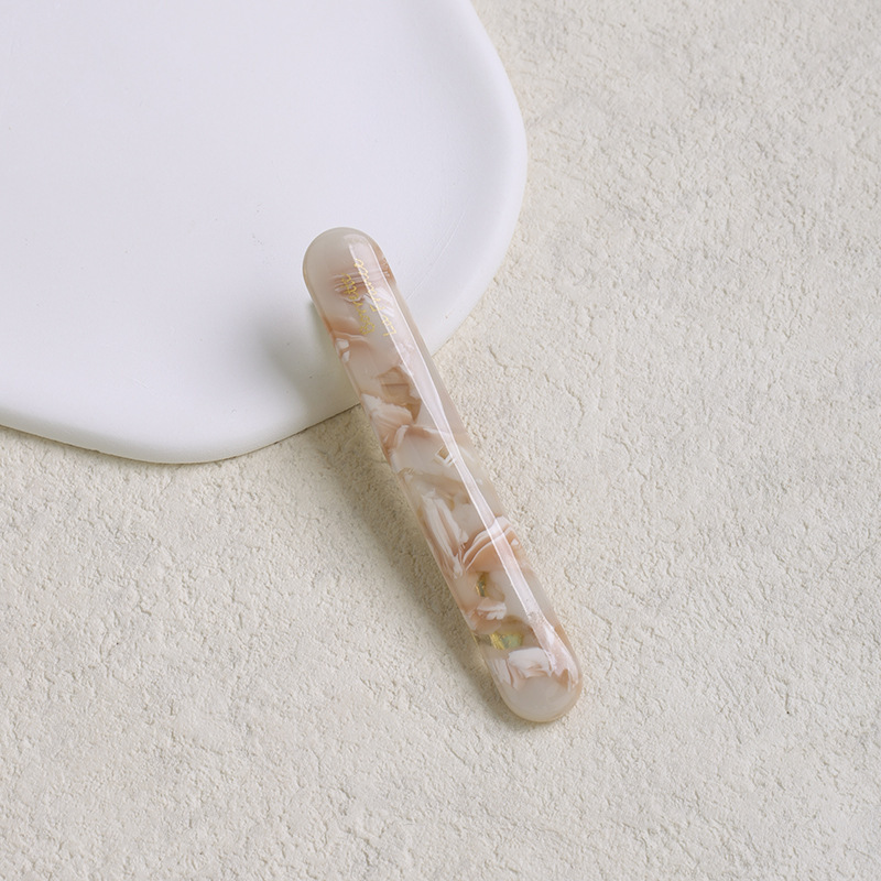 韓国版ゴールドラベルかわいい小さなバゲットワンラインクリップフレンチ酢酸質感ソリッドカラーサイド前髪クリップヘアアクセサリー|undefined