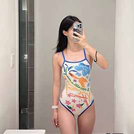 跨境美背竞速女泳衣2025新款连体三角比基尼显瘦遮肚专业训练泳装