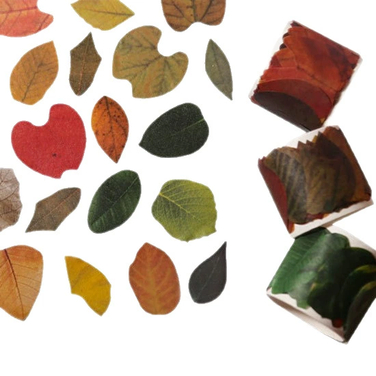 Decorative washi tape, simulated leaf special-shape, fall maple design, champagne tone