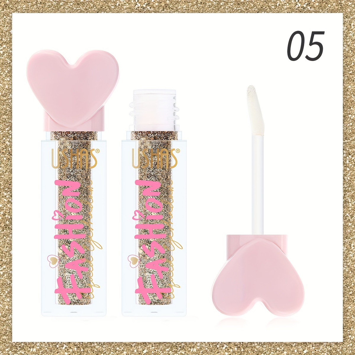 USHAS Sombra de ojos líquida de punto transfronterizo europeo y americano, película fina y brillante, sombra de ojos líquida impermeable de larga duración de alto brillo LG2533