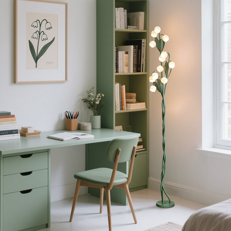 Amazon Cross-border Floor Lamp Living Room Sofa Side Advanced Sense Pastoral Flower Lamp Bedroom Atmosphere Creative Floor Lamp