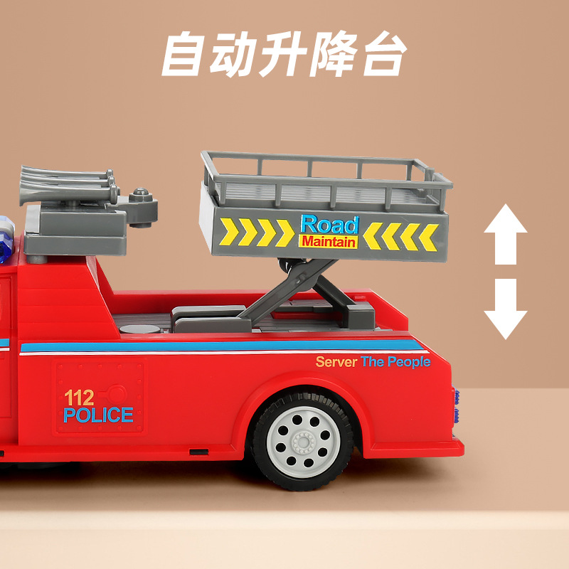 Multifuncional eléctrico universal rescate ascensor coche música luz cinturón historia educación temprana juguete educativo coche puesto al por mayor