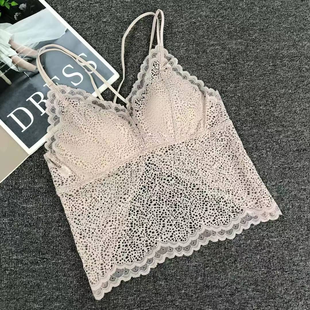 Nueva copa fija de encaje, chaleco de alta calidad, bra de yoga sin anillo de acero, ropa interior deportiva, mujer al por mayor