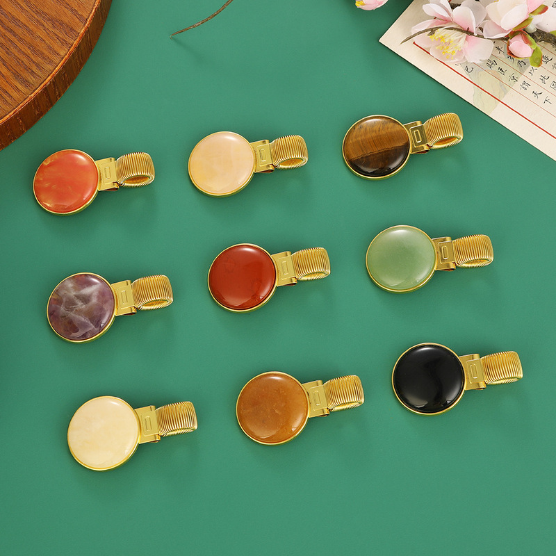 Gem Series Metal Spring Pen Clip Zinc Alloy Student Stationery Pen Clip Office Notebook Accessories Pen Clip