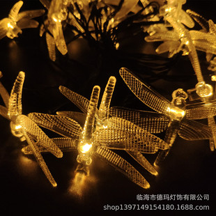Factory sales 4.85 meters 20LED lights Solar hard Dragonfly Christmas light string simulation Dragonfly