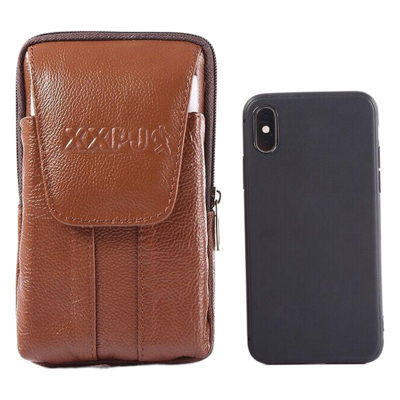 Summer new mobile phone waist bag multifunctional vertical wear belt magnetic buckle classic cowhide men's waist bag factory wholesale