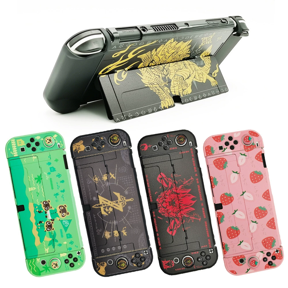 Защитная жесткая крышка (Nintendo Switch OLED) — разборная кожуховая крышка, печатные дизайны, варианты с rocker-бобами