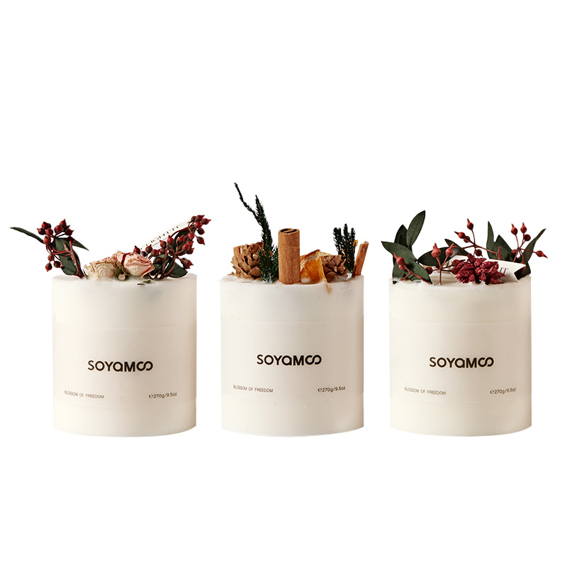 越境高級感持続性のある香りの花アートアロマキャンドル 家庭用寝室アロマ ドライフラワーキャンドルギフト