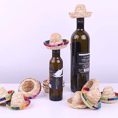 Bottle Hat Small Mexican Grass Hat Pet Mini Hat Small Grass Hat Doll Accessory Pet Supplies Bottle Cover