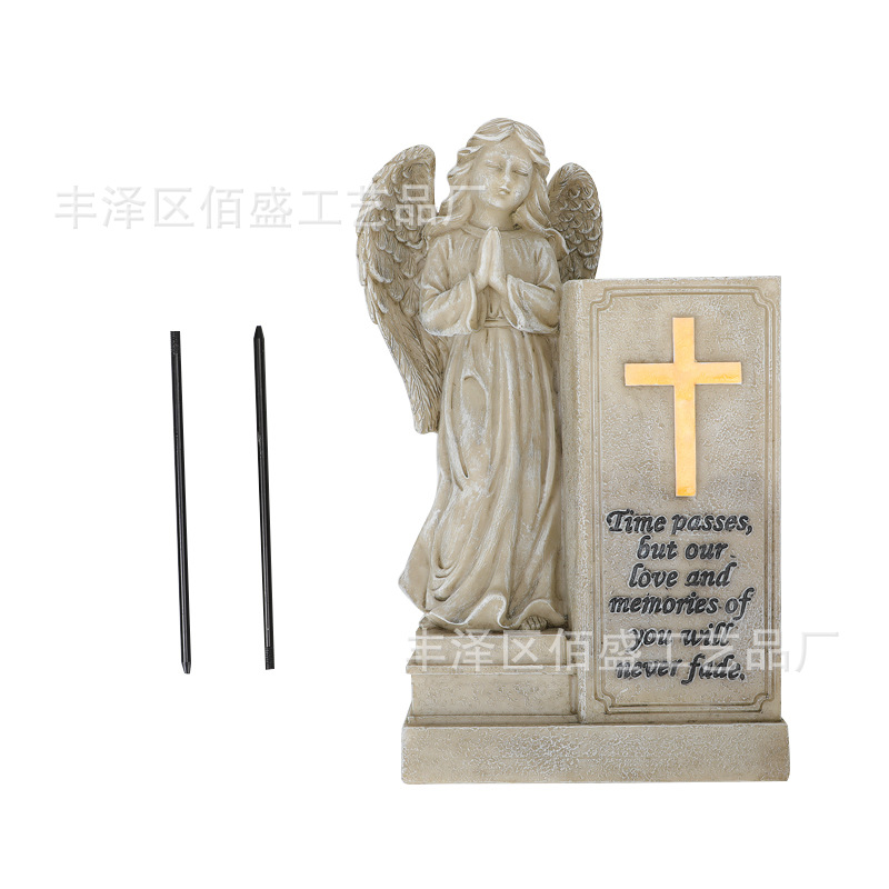 Transfronterizo Amazon Cruz Retro Ángel Adornos Jardín Maceta Decoraciones Cementerio Jarrón Resina Recuerdos