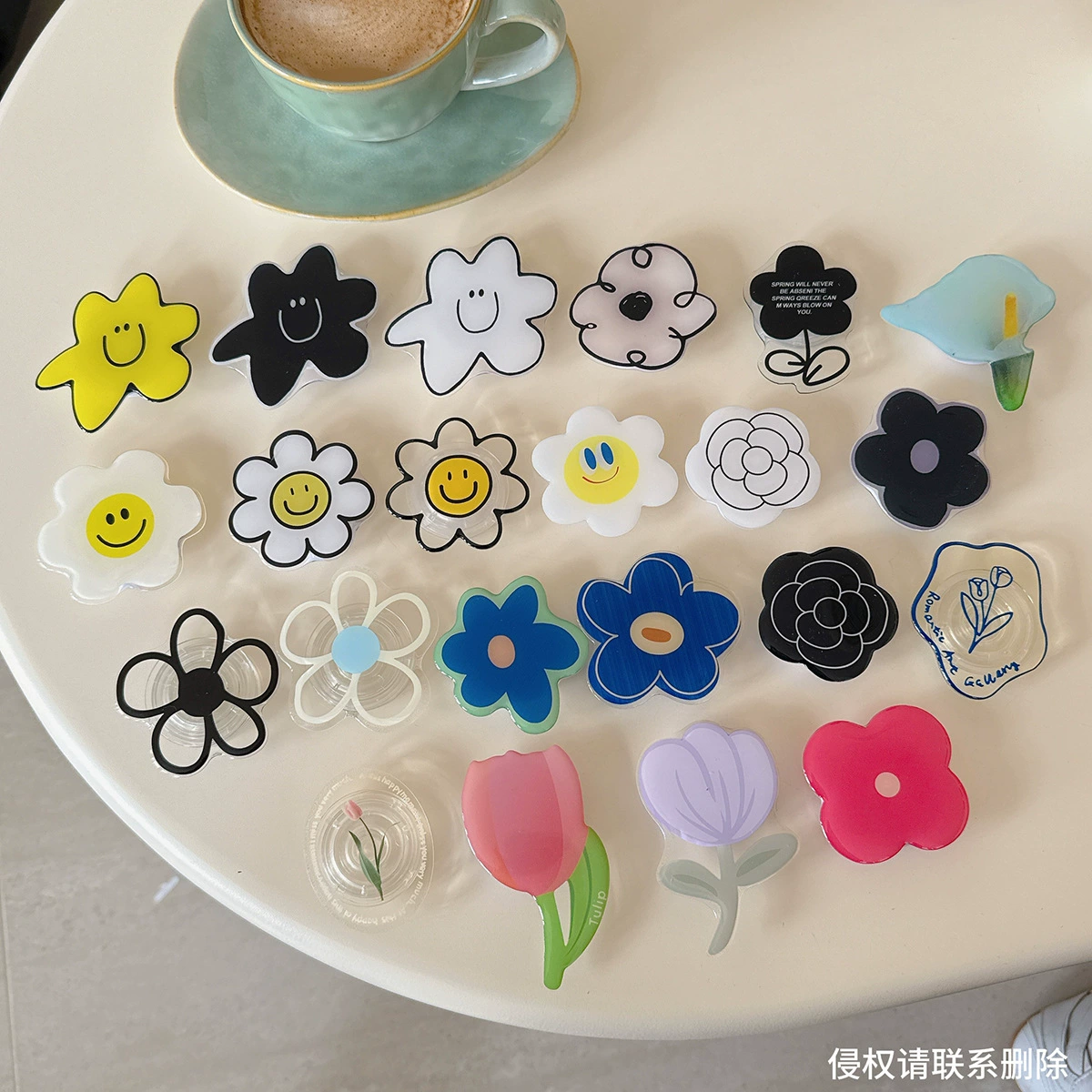 Трансграничный новый стиль ins корейский ветер телескопический стерео мультяшный цветок мобильный телефон держатель портативный телескопический ленивый стол держатель