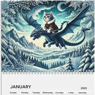 ���R�d���N2025 Cat Dragon Rider Calendar2025��؈���Tʿ�v