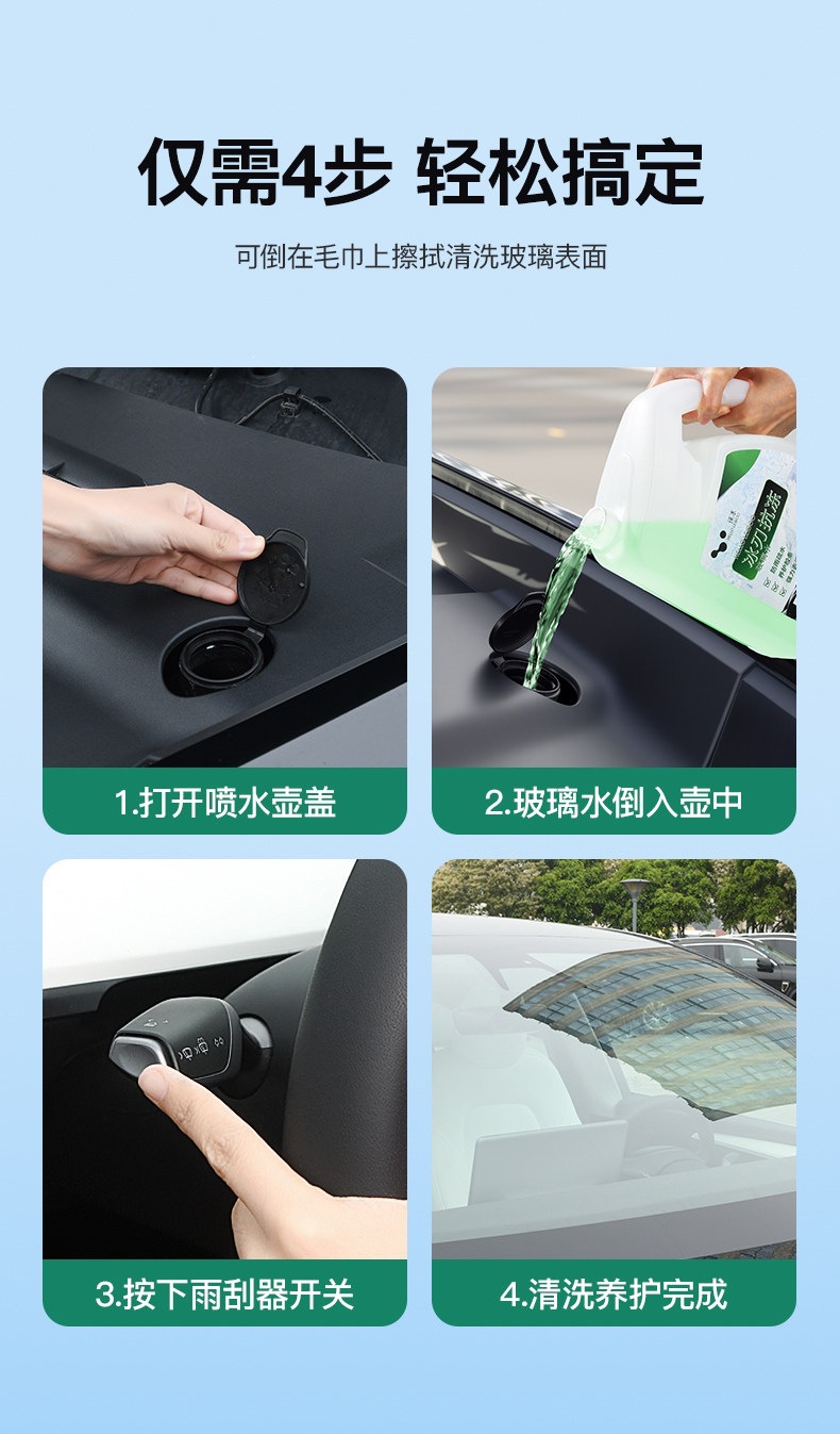 Leben Car Glass Cleaner Powerful Stain Remover and Oil Film Remover Wiper Fluid Car Use Insect Glue Ethanol Concentrate Winter Antifreeze