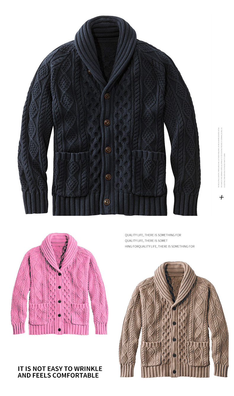 New minimalist fashionable knitted turtleneck cardigan, spring and autumn casual sweater, men's shirt, solid color, long_voghion.com