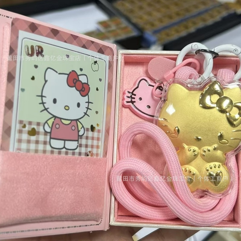 ハローキティ猫純金キーホルダー 999 かわいい KT ゴールドペンダント携帯電話チェーンバッグ車のペンダントホットスタイル|undefined