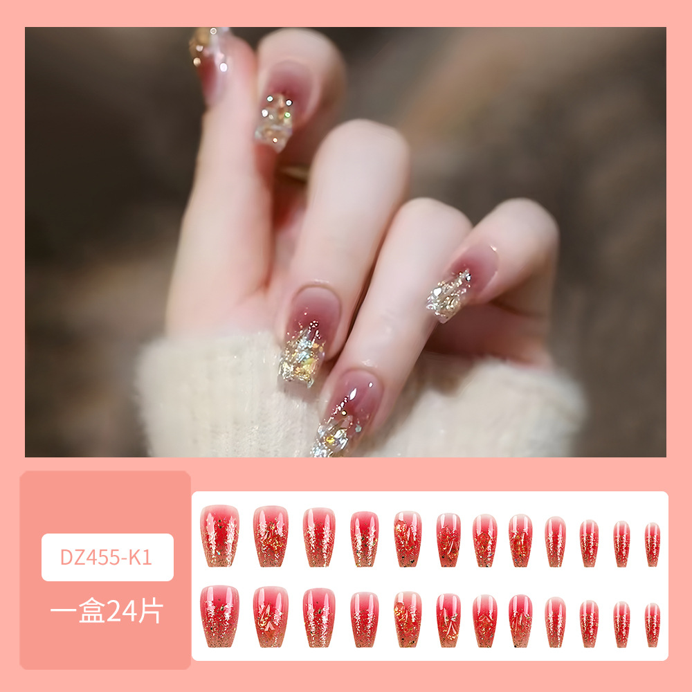 Tiktok mejor vendido diamante pieza de uñas arte de uñas parche de uñas falso avanzado desgaste hecho a mano de uñas producto terminado largo al por mayor