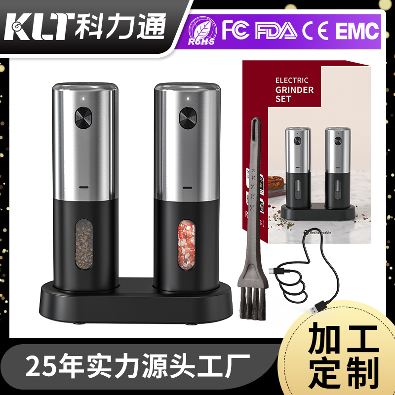 ODM personalizado Amazon Venta caliente amoladora ajustable de gama alta Molinillo de pimienta automático recargable Molinillo eléctrico