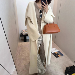 翻领长款过膝大被子毛衣外套女2025初秋季新款慵懒氛围针织开衫