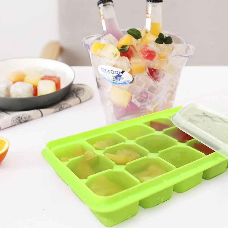 Directo de fábrica bandeja hielo nuevo hogar Comida Casera cubo hielo caja almacenamiento con tapa silicona 15 rejilla jalea molde