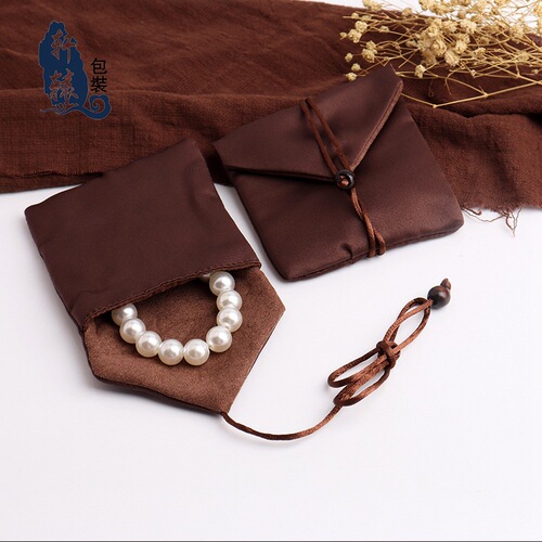 Pure Color Ancient Gold Storage Bag Gold Bracelet Jade Bead Jewelry Pouch Fabric Bag Packaging Bag Chinese Logo