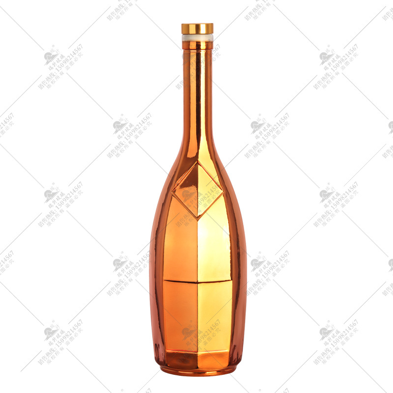 厂家供应现货电镀酒瓶创意酒瓶子加厚便携式玻璃葡萄酒红酒