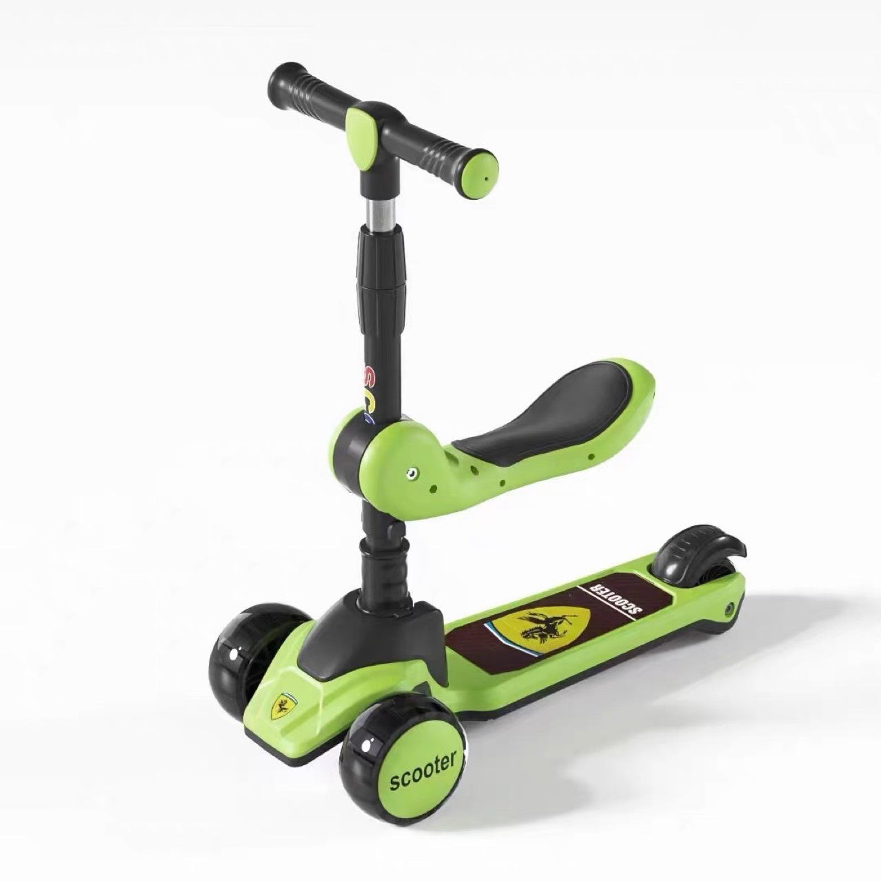 Children's Scooter for Boys and Girls, Suitable for Ages 2-3-4-6-8, Can Be Sat on and Ridden, Foldable Children's Scooter