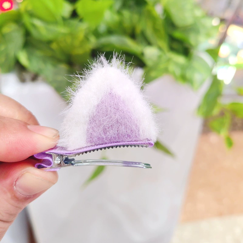Красивый заколка для волос с ушками кота, DIY заяц/кот уши краб заколка, пушистая, ассорти цветов