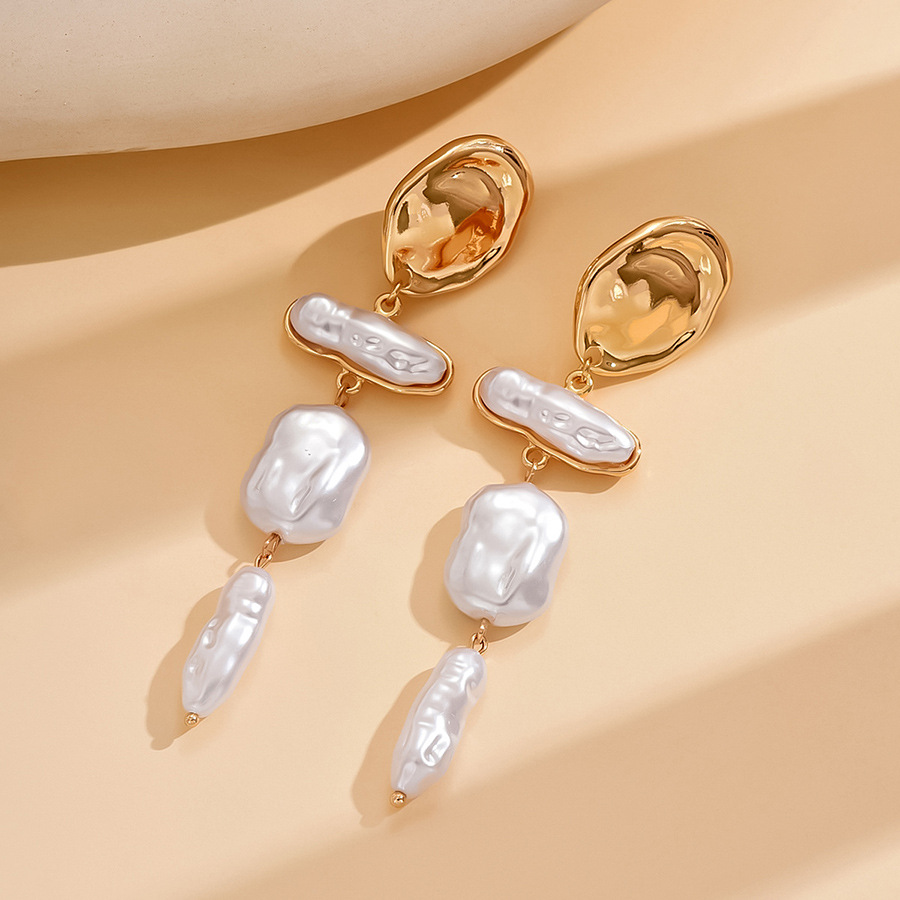 Alloy Ear Needle Material Rhinestones Inlay Material Drop Earrings Classification 1 Pair Elegant Streetwear Geometric Irregular Imitation Pearl Alloy Rhinestones Drop Earrings