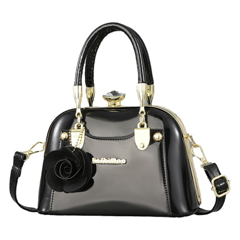 Bolsa de textura, cuero brillante, bolso de moda europeo y americano, bolso de hombro, bolso de mensajero de gran capacidad, bolso de concha, bolso de cena, bags